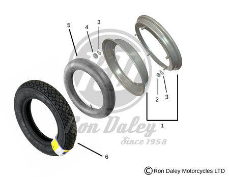Vespa PX & Vespa T5 Tyre & Rim Assembly