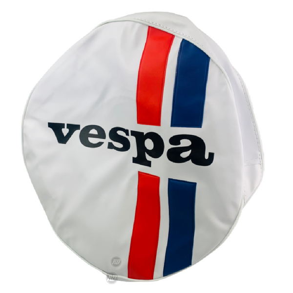 OEM 10'' Vespa White With Red & Blue Striped Wheel Cover