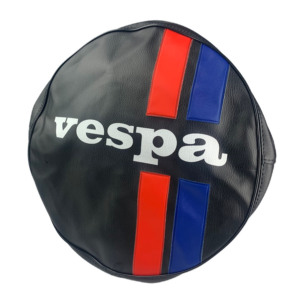 OEM 10'' Vespa Black With Red & Blue Striped Wheel Cover